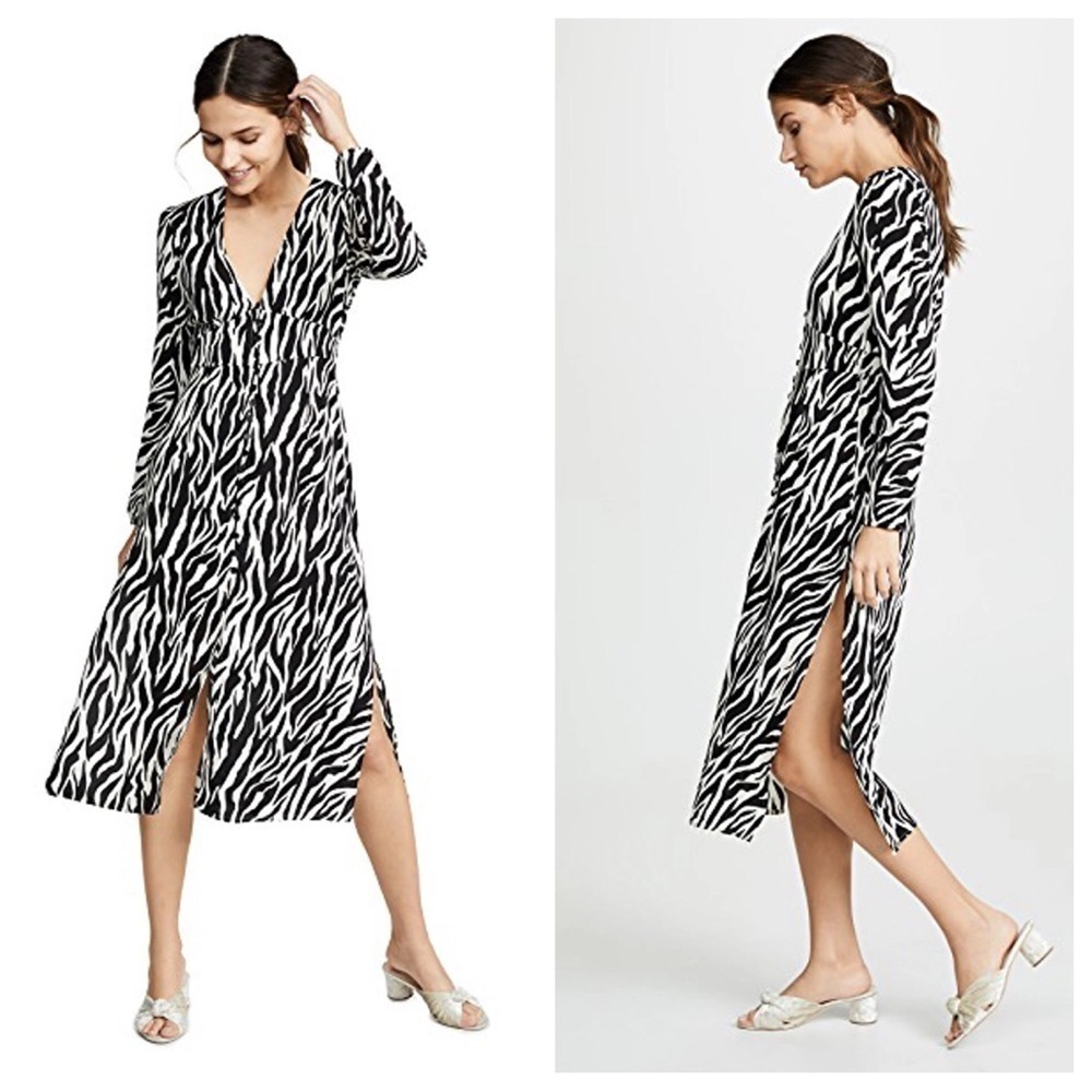 New! Rahi zebra animal print patterned midi dress NWT 718